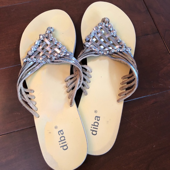 Diba Silver Flip Flops - Picture 1 of 5